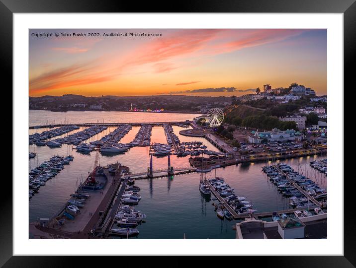 Torquay Harbour at Sunset Framed Mounted Print by John Fowler