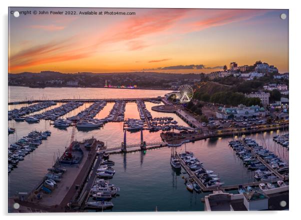 Torquay Harbour at Sunset Acrylic by John Fowler