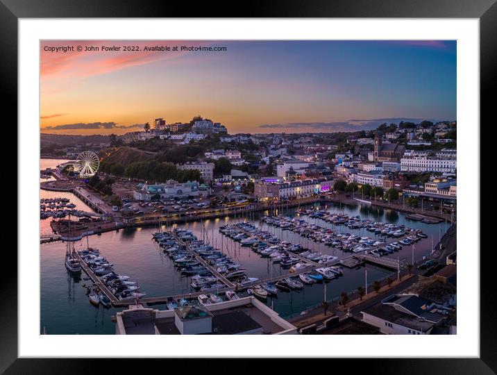 Torquay Harbour At Twilight Framed Mounted Print by John Fowler