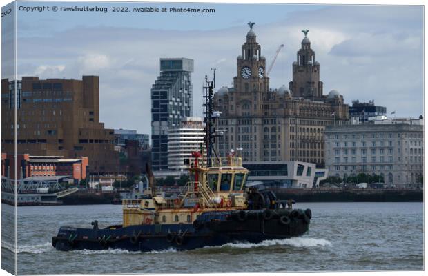 Tug Boat And Liver Building Canvas Print by rawshutterbug 