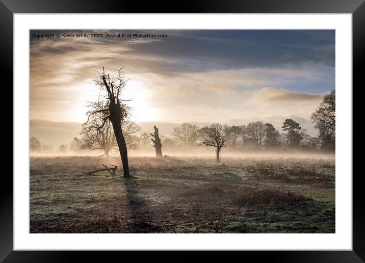 Spooky moody misty morning Framed Mounted Print by Kevin White
