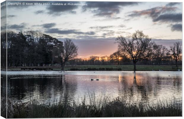January sunrise over heron pond Bushy Park Canvas Print by Kevin White