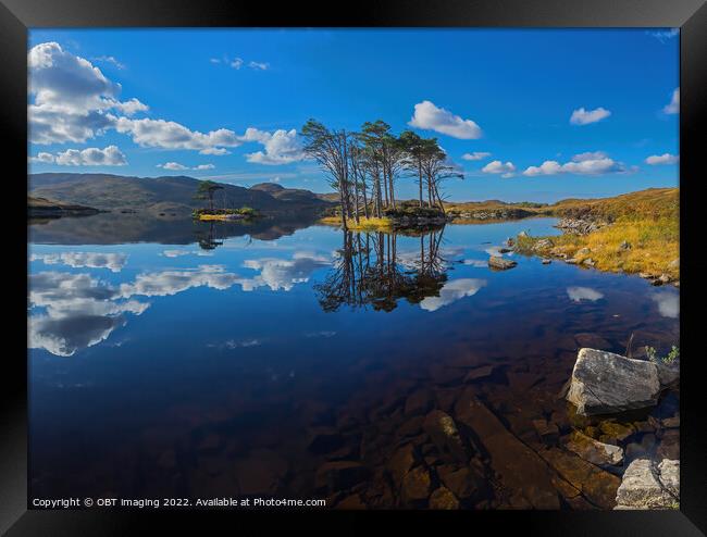 Loch Assynt Autumn Pine Reflection West Highland Scotland Framed Print by OBT imaging