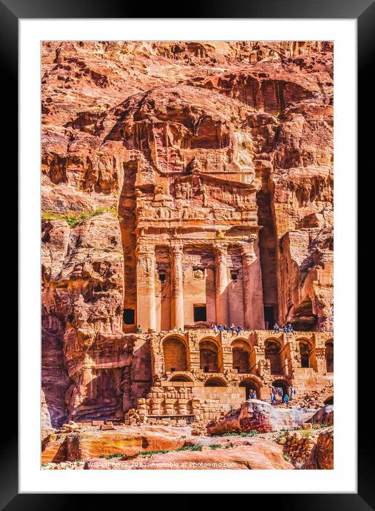  Rock Royal Tomb Tourists Petra Jordan  Framed Mounted Print by William Perry