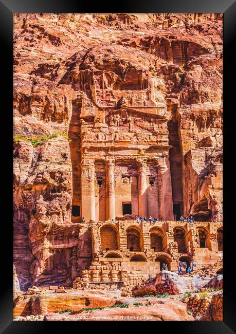  Rock Royal Tomb Tourists Petra Jordan  Framed Print by William Perry