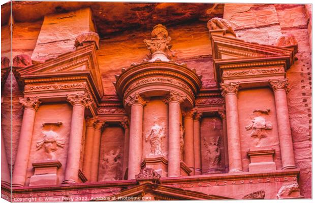 Rose Red Treasury Afternoon Siq Petra Jordan  Canvas Print by William Perry