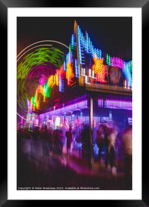 Crowds Wandering Through Heart Stopping Rides At The Annual Street Fair Framed Mounted Print by Peter Greenway