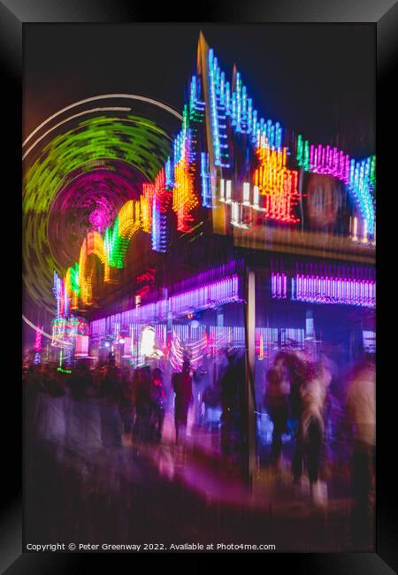 Crowds Wandering Through Heart Stopping Rides At The Annual Street Fair Framed Print by Peter Greenway
