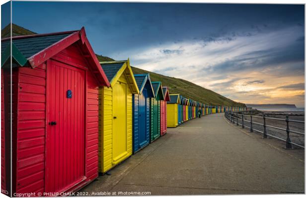 Whitby huts at sunset 762 Canvas Print by PHILIP CHALK