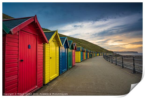 Whitby huts at sunset 762 Print by PHILIP CHALK