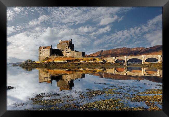 Winter reflections at Eilean Donan Castle Framed Print by Martin Lawrence