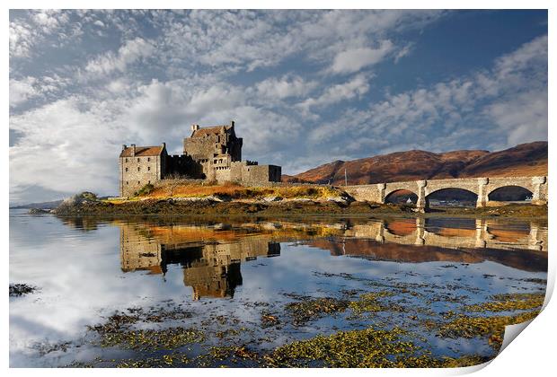 Winter reflections at Eilean Donan Castle Print by Martin Lawrence