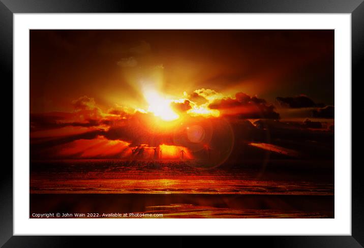 Wind farm Sunset Framed Mounted Print by John Wain