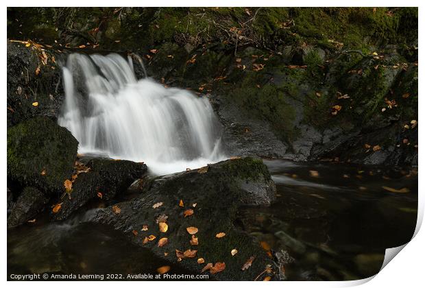 Waterfall in Autumn  Print by Amanda Leeming