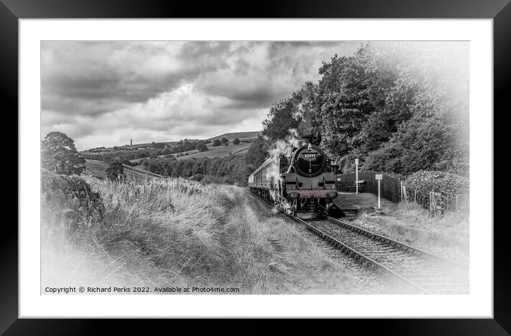 80097 steam train at Irwell vale Framed Mounted Print by Richard Perks