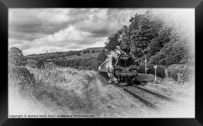 80097 steam train at Irwell vale Framed Print by Richard Perks