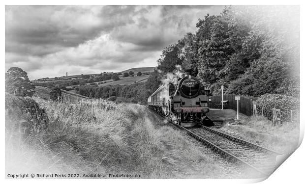 80097 steam train at Irwell vale Print by Richard Perks