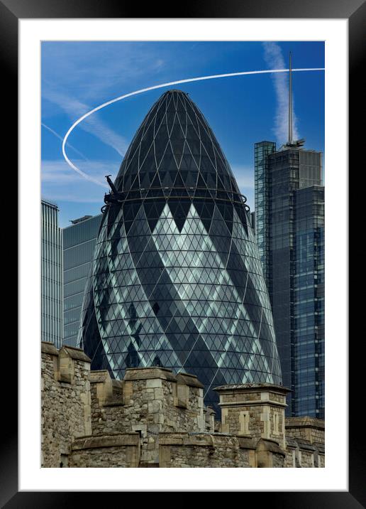 Tower and The Gherkin  Framed Mounted Print by Glen Allen