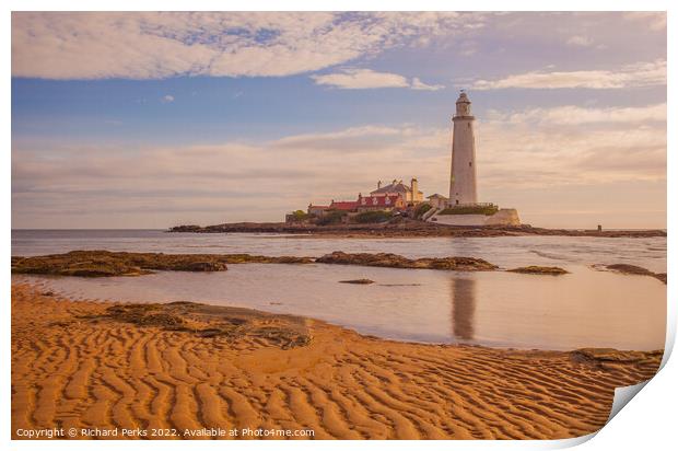St Marys lighthouse, Whitley Bay  Print by Richard Perks