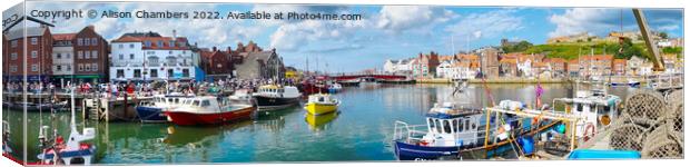 Whitby Harbour Panorama  Canvas Print by Alison Chambers