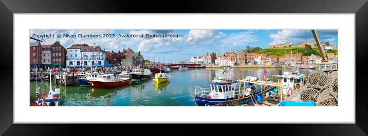Whitby Harbour Panorama  Framed Mounted Print by Alison Chambers