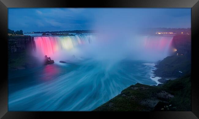 Niagara, Horseshoe Falls Light Display Framed Print by Kelly Bailey