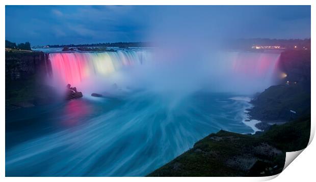 Niagara, Horseshoe Falls Light Display Print by Kelly Bailey