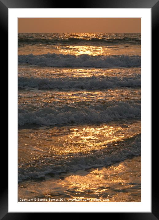 Waves Rolling in at Sunset Benaulim, Goa, India Framed Mounted Print by Serena Bowles
