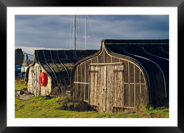 Holy Island Boat Sheds Lindisfarne Framed Mounted Print by Martyn Arnold