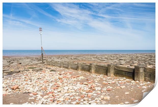 Red and white rocks on Hunstanton beach Print by Jason Wells