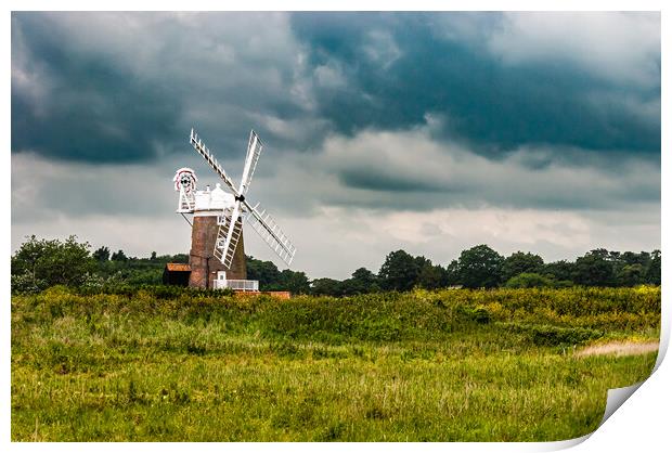 Storm brewing above the mill Print by Gerry Walden LRPS