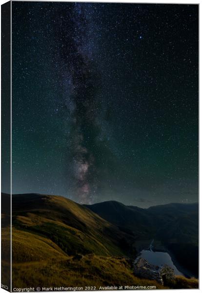 Milky Way above Haweswater Canvas Print by Mark Hetherington