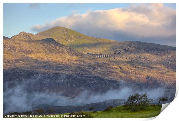 Moelwyn Mawr and Stwlan dam Print by Rory Trappe