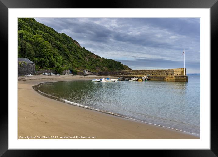 Polkerris Beach and Harbour Framed Mounted Print by Jim Monk