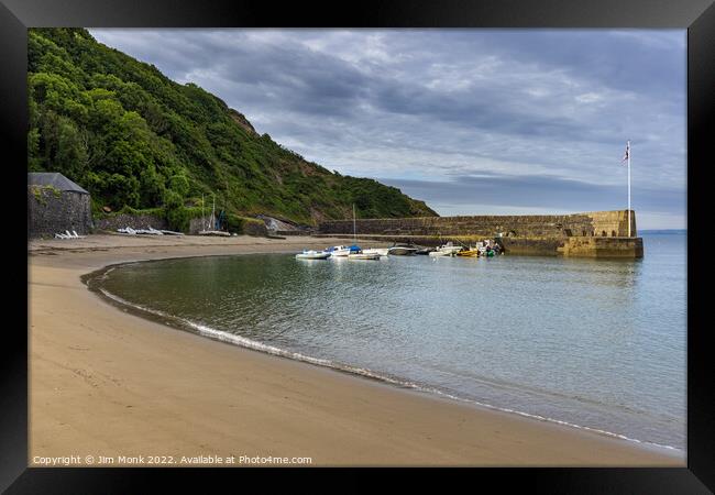 Polkerris Beach and Harbour Framed Print by Jim Monk