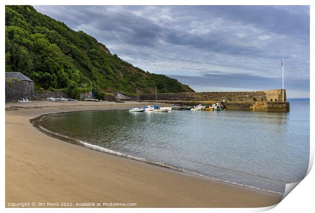 Polkerris Beach and Harbour Print by Jim Monk