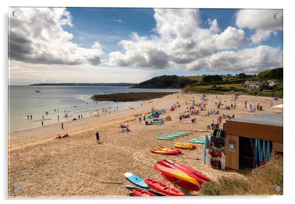 falmouth,Gyllyngvase Beach Acrylic by kathy white