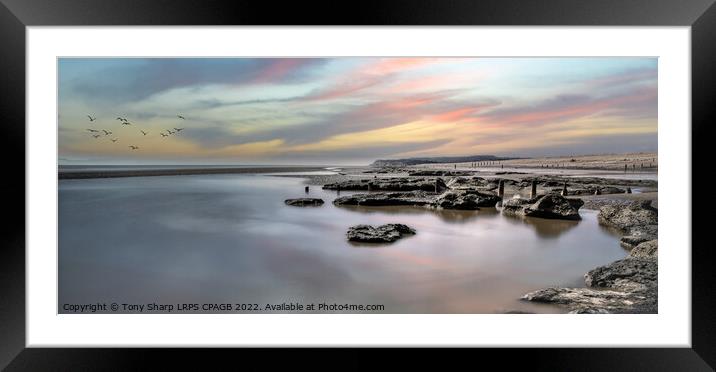 PETT LEVEL SUNSET AT LOW TIDE Framed Mounted Print by Tony Sharp LRPS CPAGB