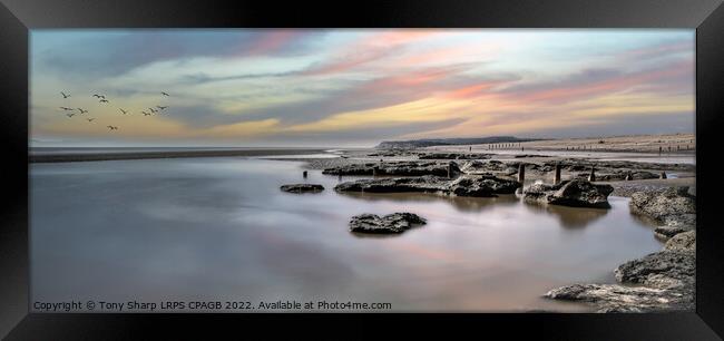 PETT LEVEL SUNSET AT LOW TIDE Framed Print by Tony Sharp LRPS CPAGB