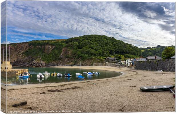 Polkerris Beach and Harbour, Cornwall Canvas Print by Jim Monk