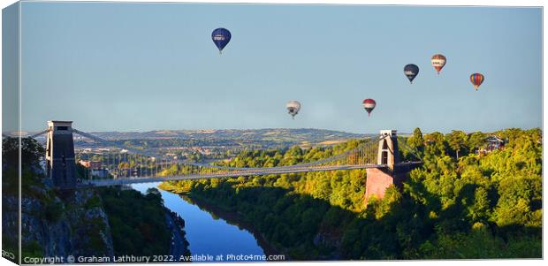 Balloons over Clifton Suspension Bridge #2 Canvas Print by Graham Lathbury