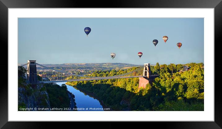 Balloons over Clifton Suspension Bridge #2 Framed Mounted Print by Graham Lathbury