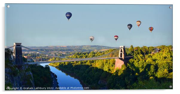 Balloons over Clifton Suspension Bridge #2 Acrylic by Graham Lathbury