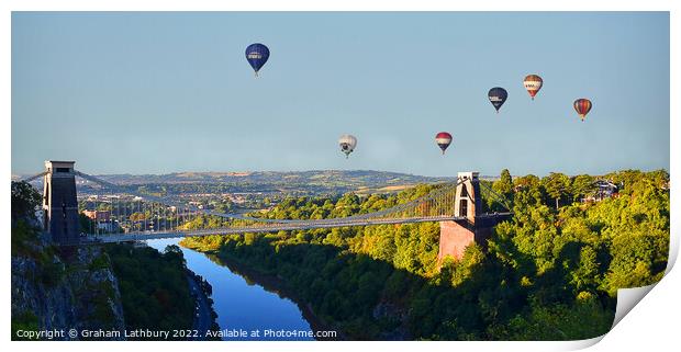 Balloons over Clifton Suspension Bridge #2 Print by Graham Lathbury