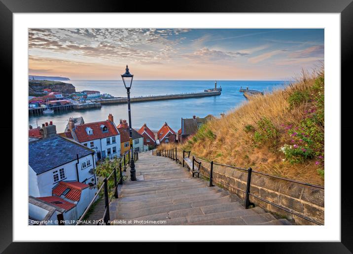 Whitby and the 199 steps 763  Framed Mounted Print by PHILIP CHALK