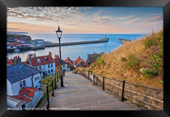 Whitby and the 199 steps 763  Framed Print by PHILIP CHALK