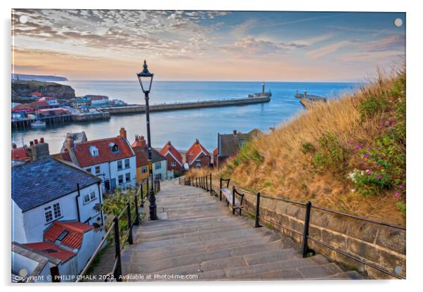 Whitby and the 199 steps 763  Acrylic by PHILIP CHALK