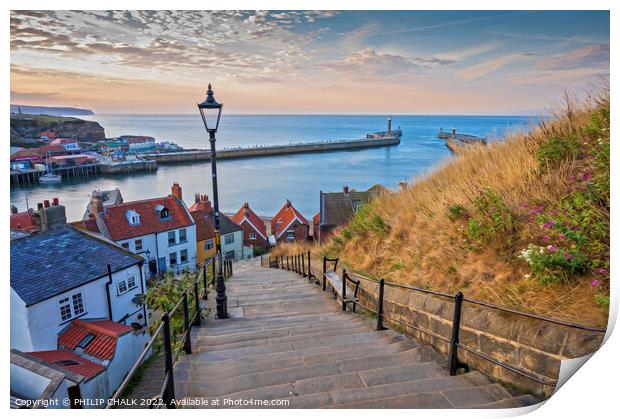 Whitby and the 199 steps 763  Print by PHILIP CHALK