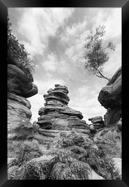 Brimham in monochrome Framed Print by Mark Godden