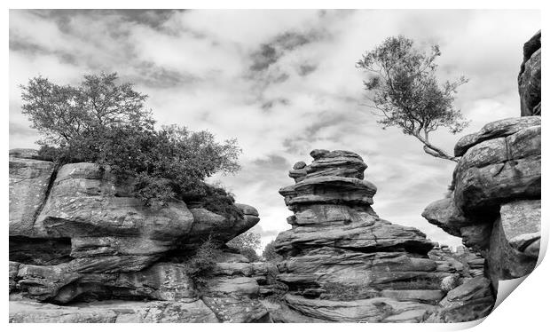 Brimham rocks in monochrome Print by Mark Godden